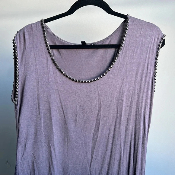 Milano Gray Shirt with Beaded Collar | Beaded Collar | Gray Shirt | Gray - Picture 3 of 7